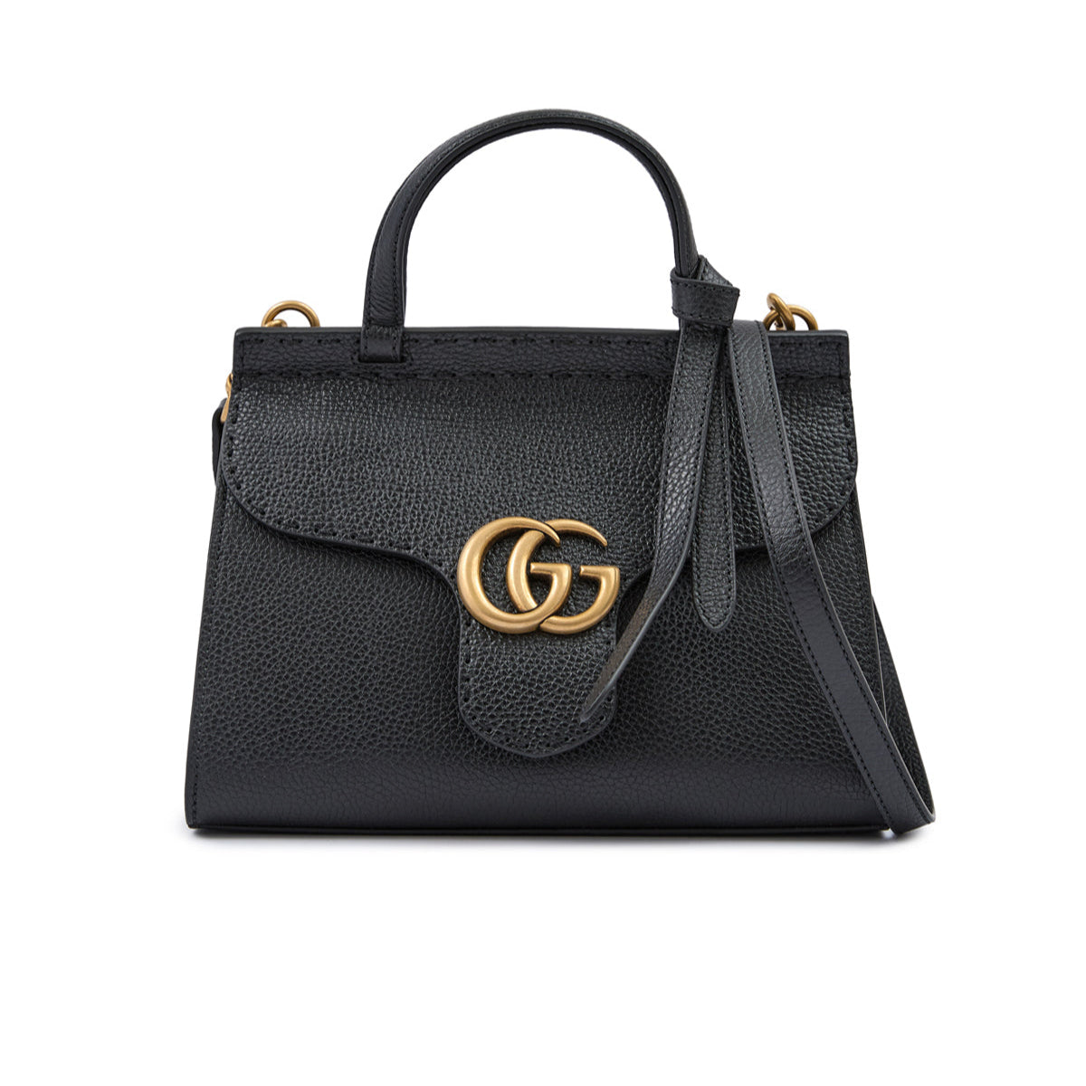 Black Leather GG Marmont Handbag