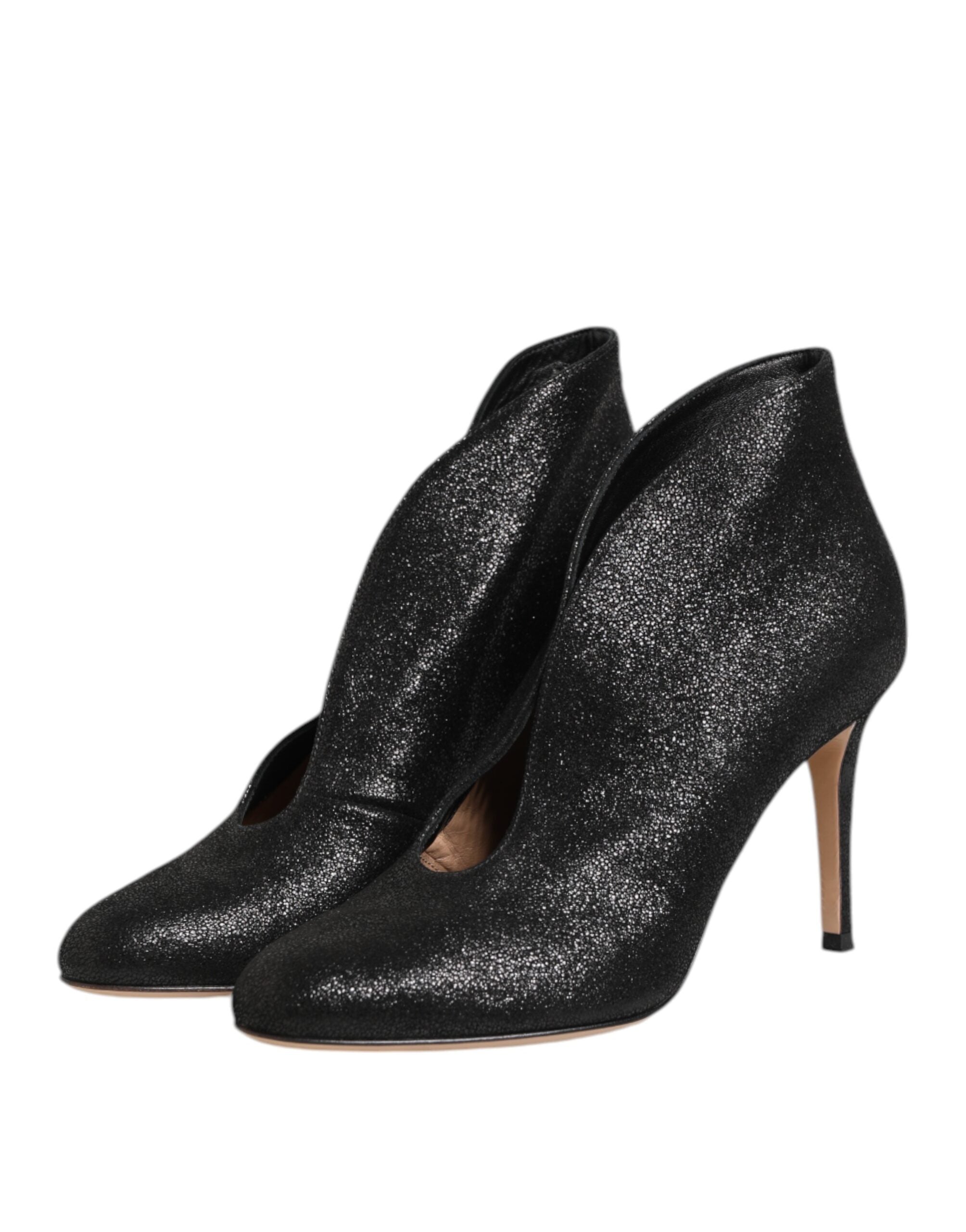 Metallic Black Pump Stiletto Heels Shoes