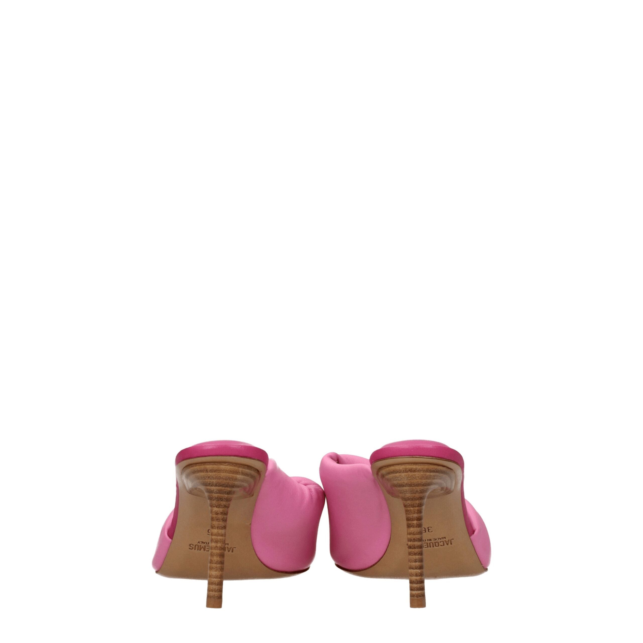 Pink Leather Stiletto Heel Sandals