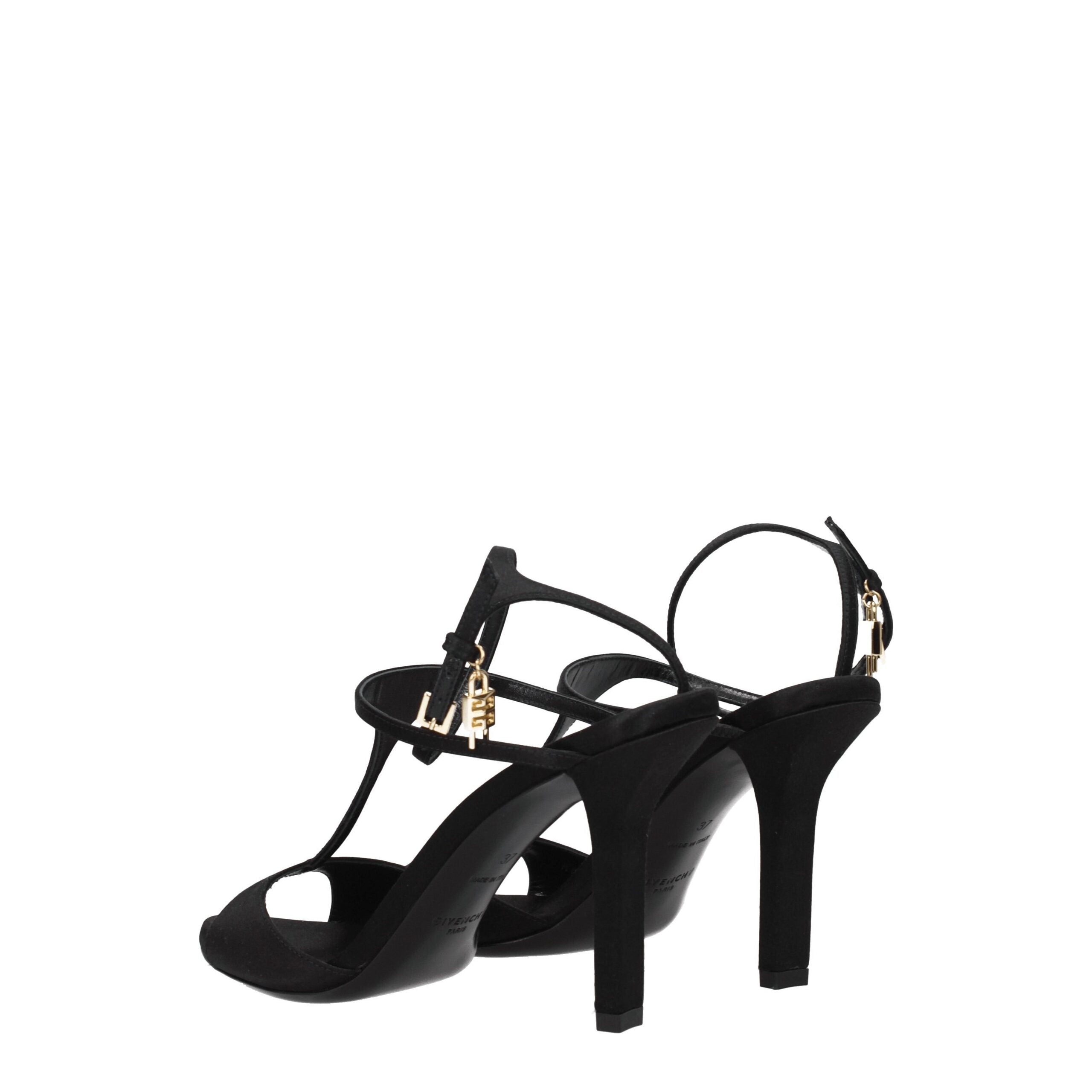Black Satin Stiletto Heel Sandals