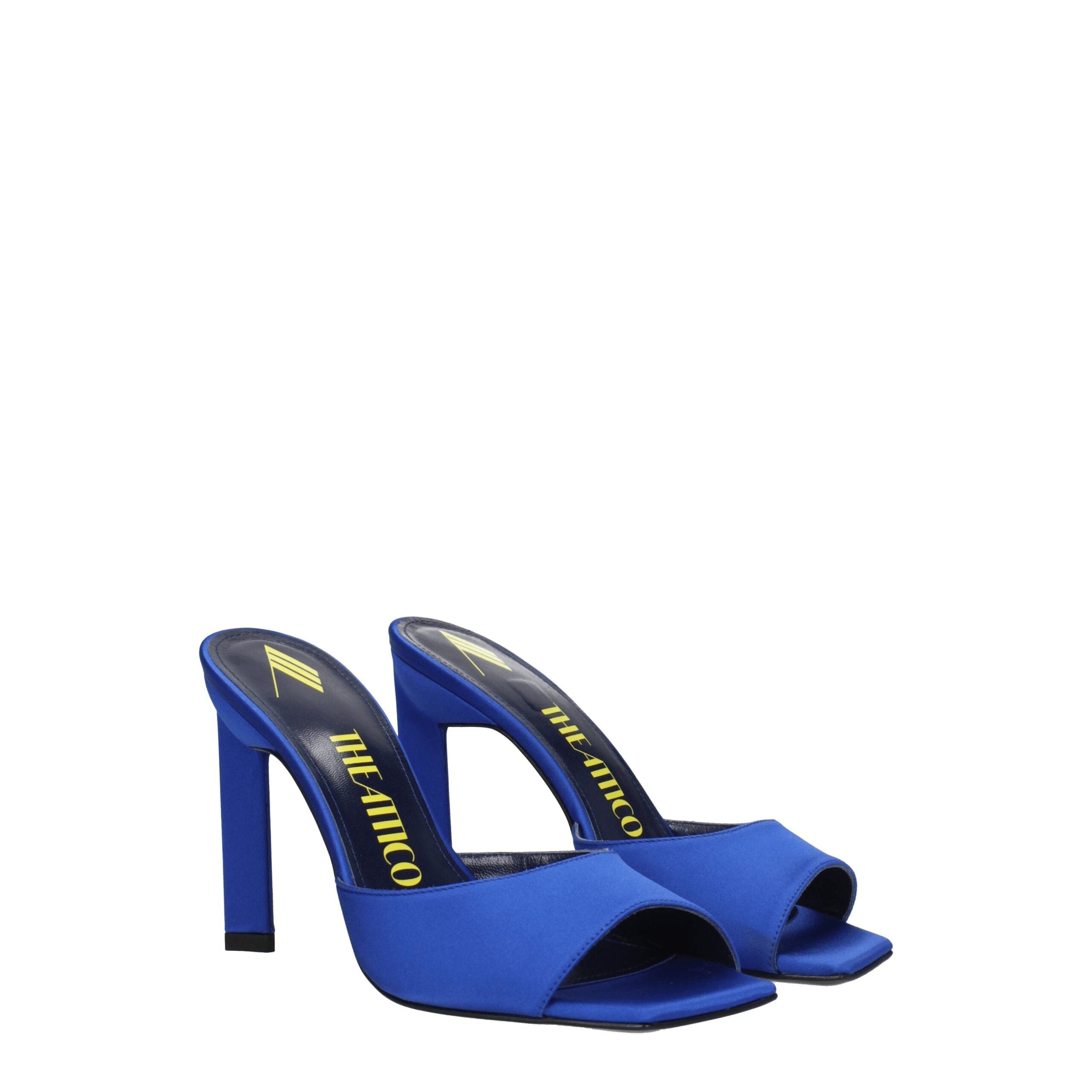 Blue Satin Stiletto Heel Sandals