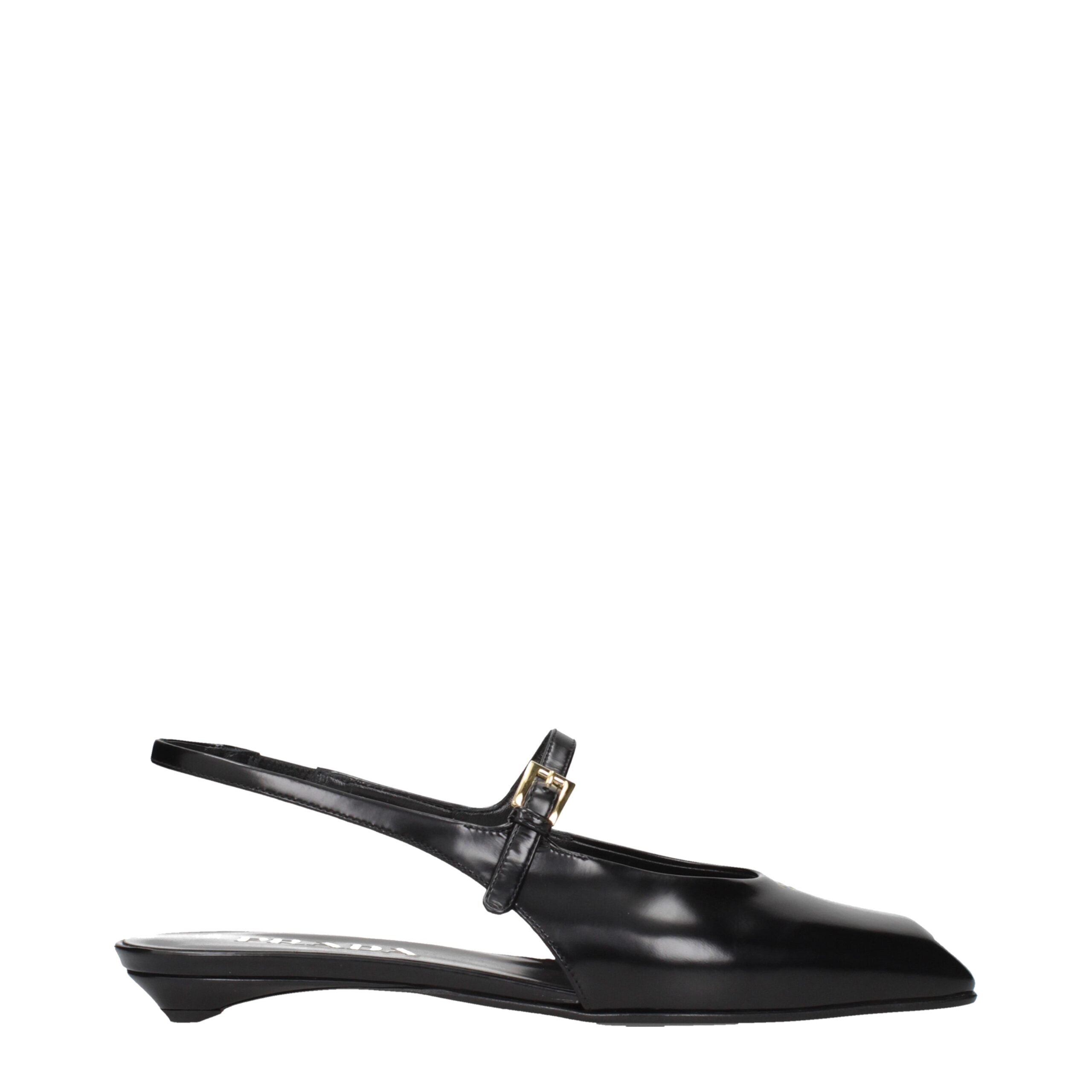 Black Leather Flat Sandals