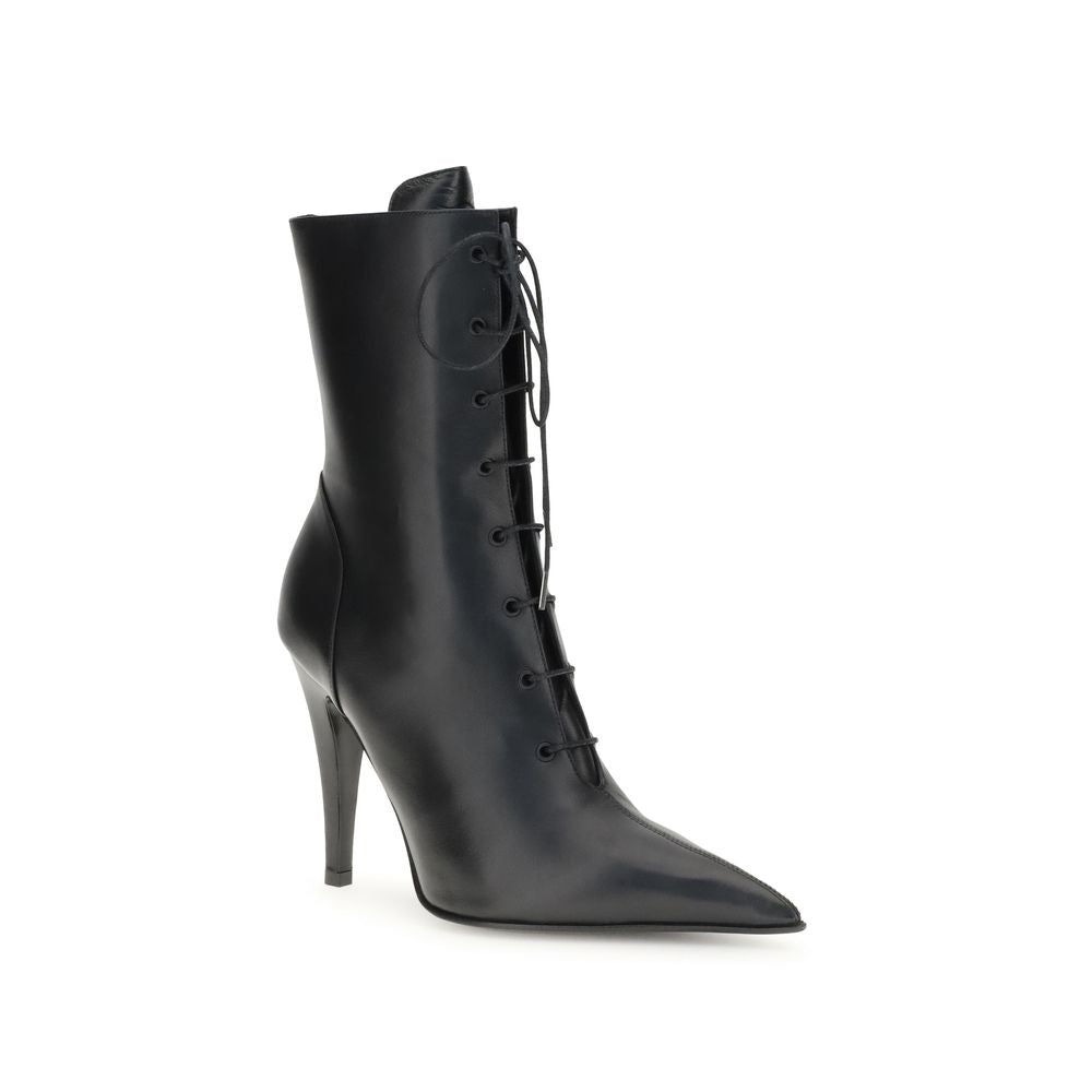 Black Calf Leather Bos Taurus Lace-Up Boots