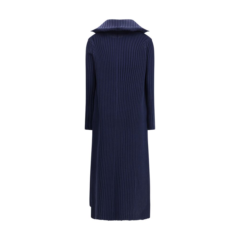 Blue Polyester Full-Length Jacket
