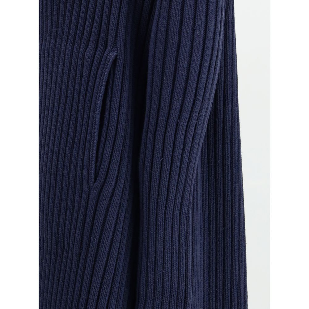 Blue Polyester Full-Length Jacket