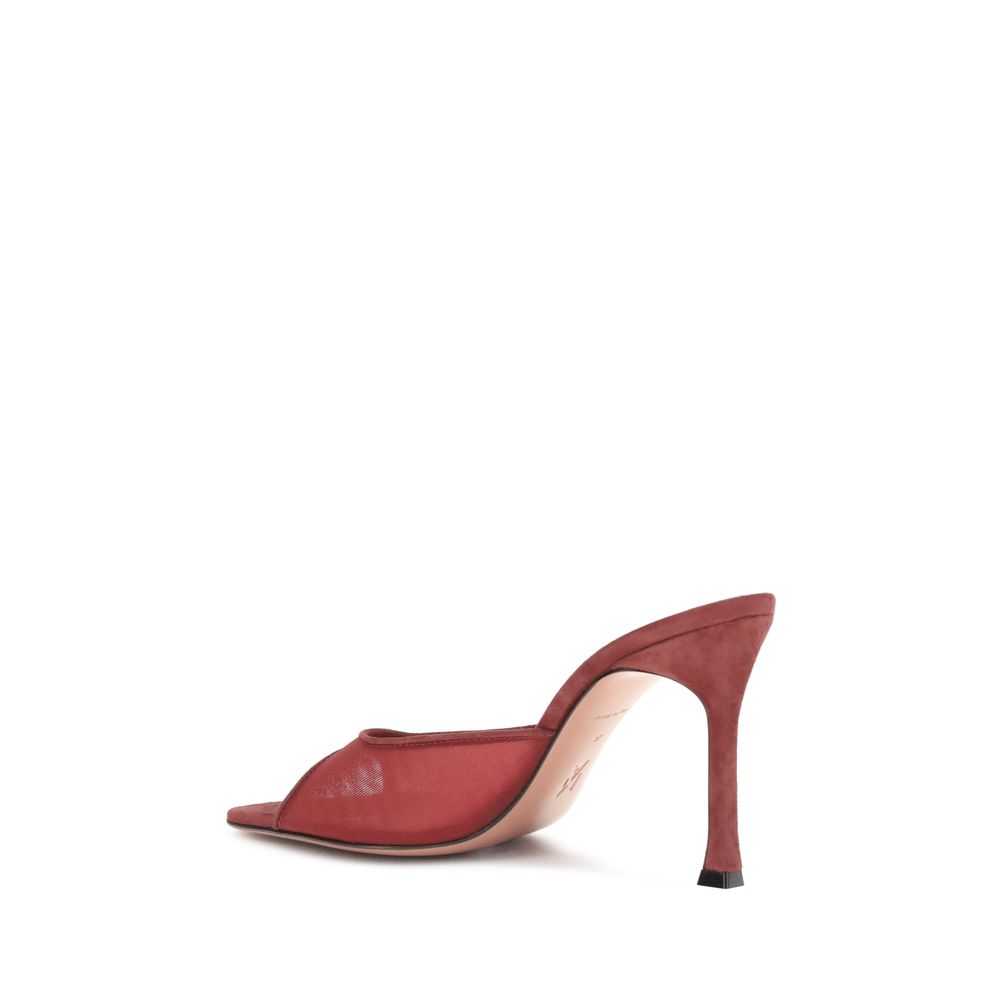Red Polyester Stiletto Heel Sandals