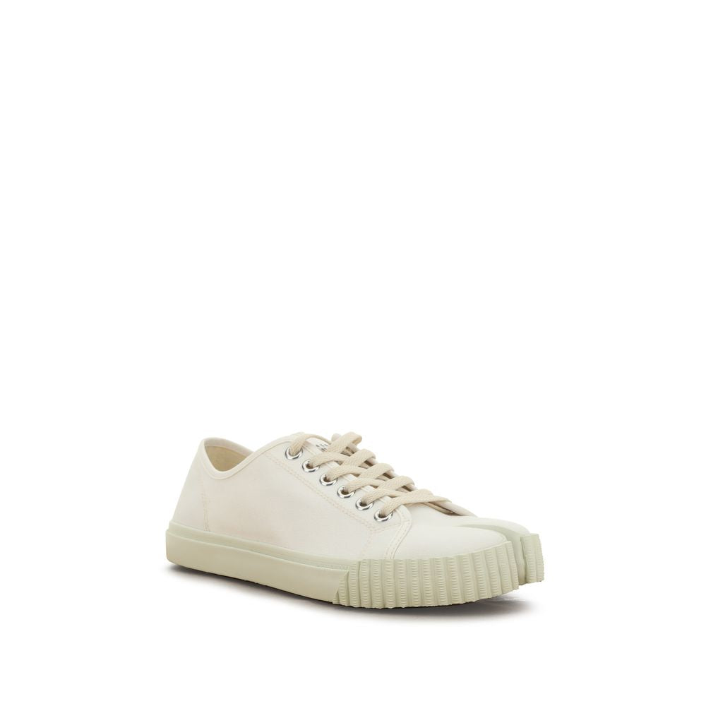 White Cotton Low Top Sneakers