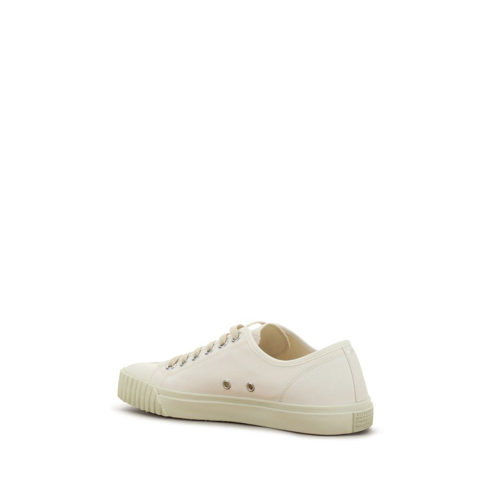 White Cotton Low Top Sneakers