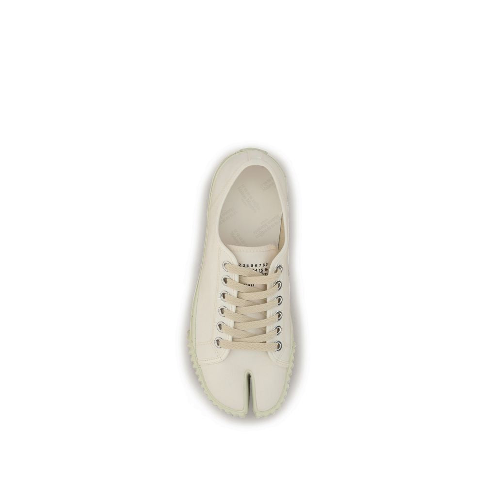 White Cotton Low Top Sneakers