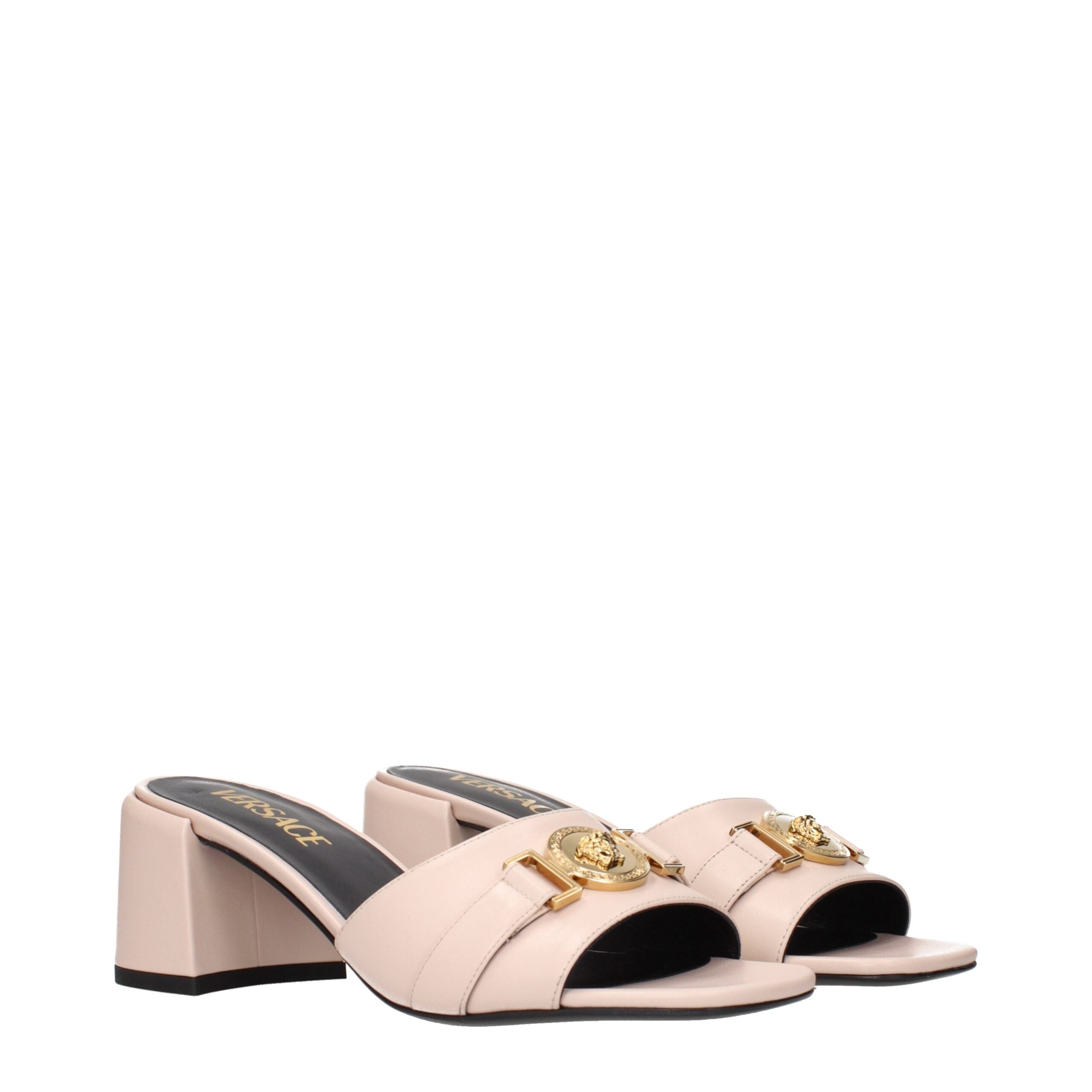 Pink Leather Platform Sandals