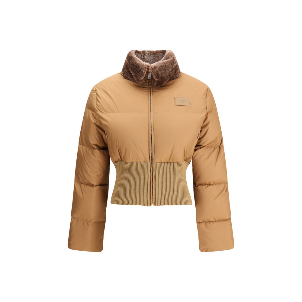 Brown Polyester Full-Length Jacket