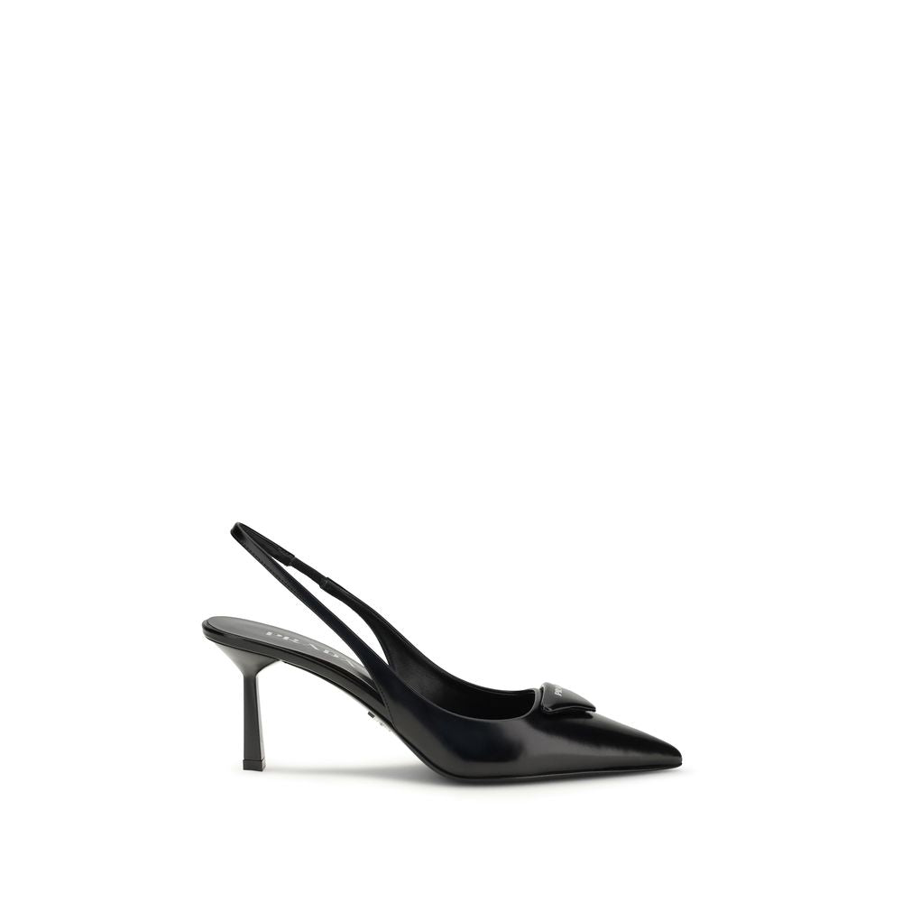 Black Leather High Heel Pumps