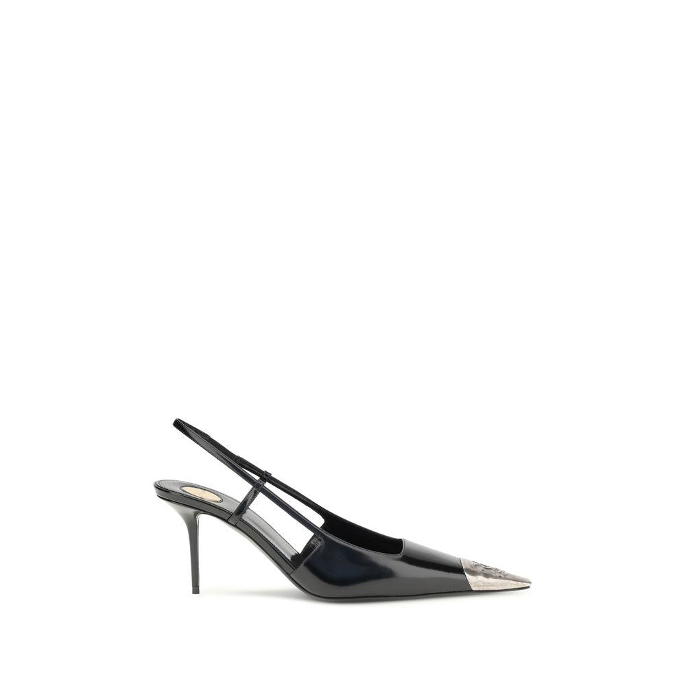 Black Leather High Heel Pumps
