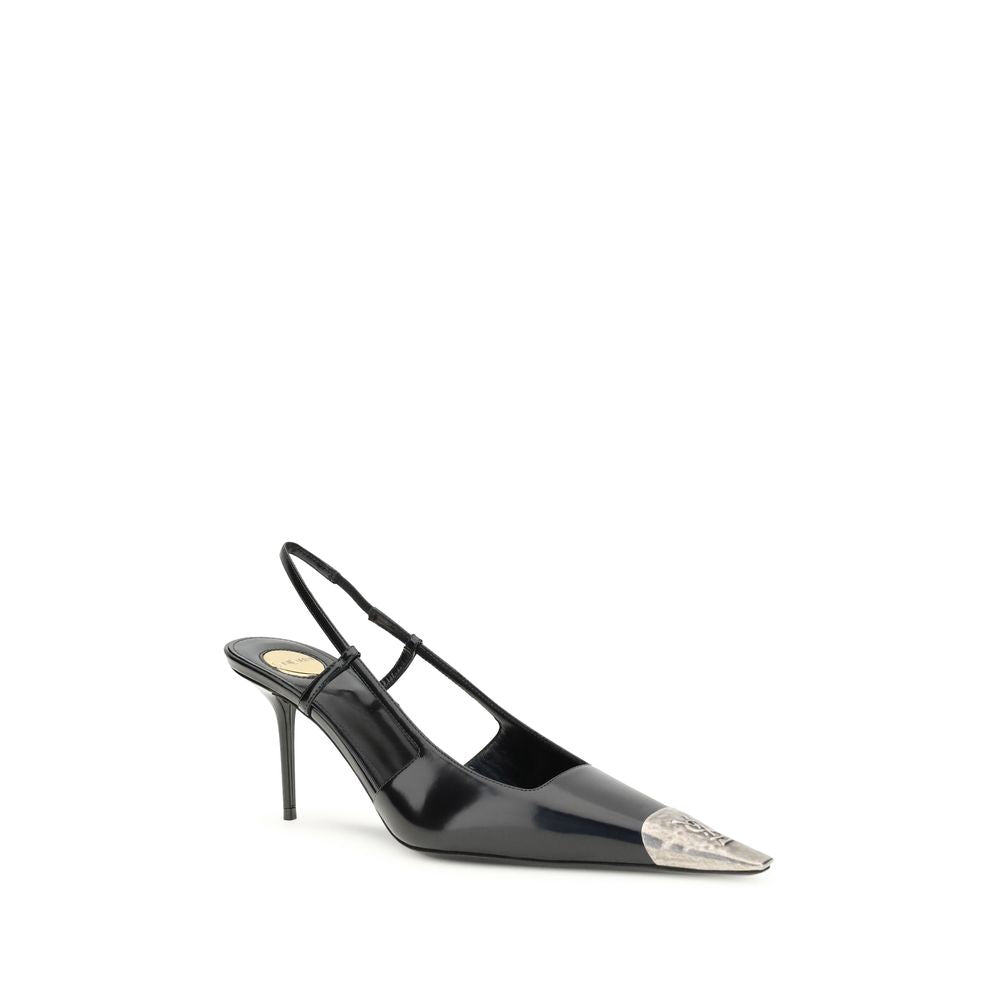Black Leather High Heel Pumps
