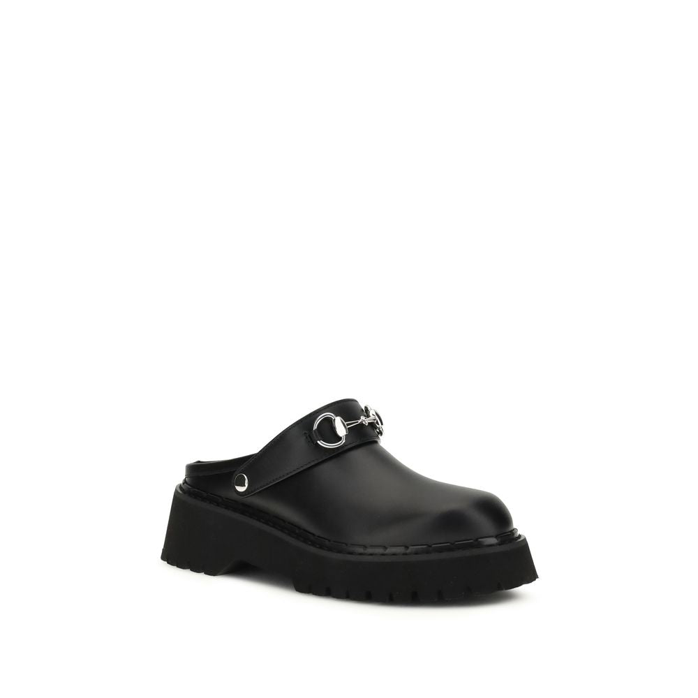 Black Leather Mules