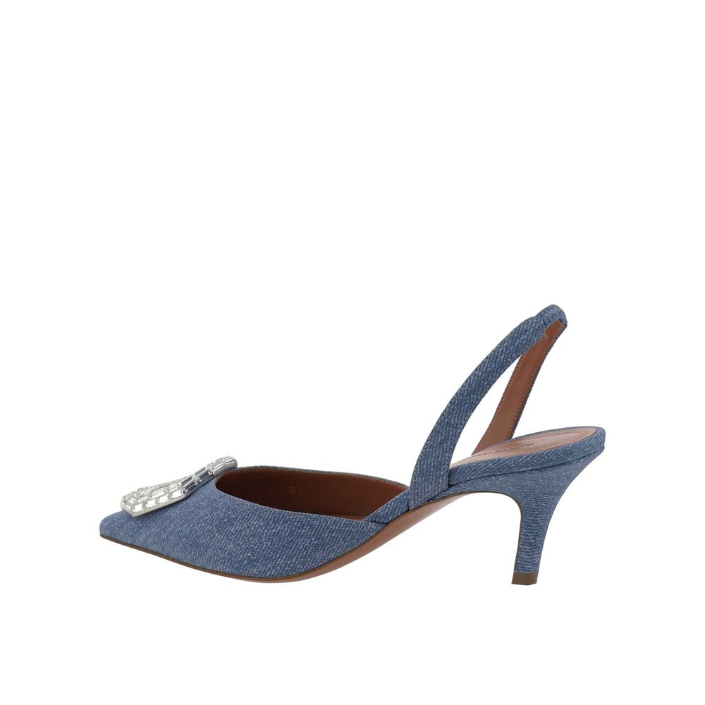 Blue Nubuc Leather High Heel Pumps