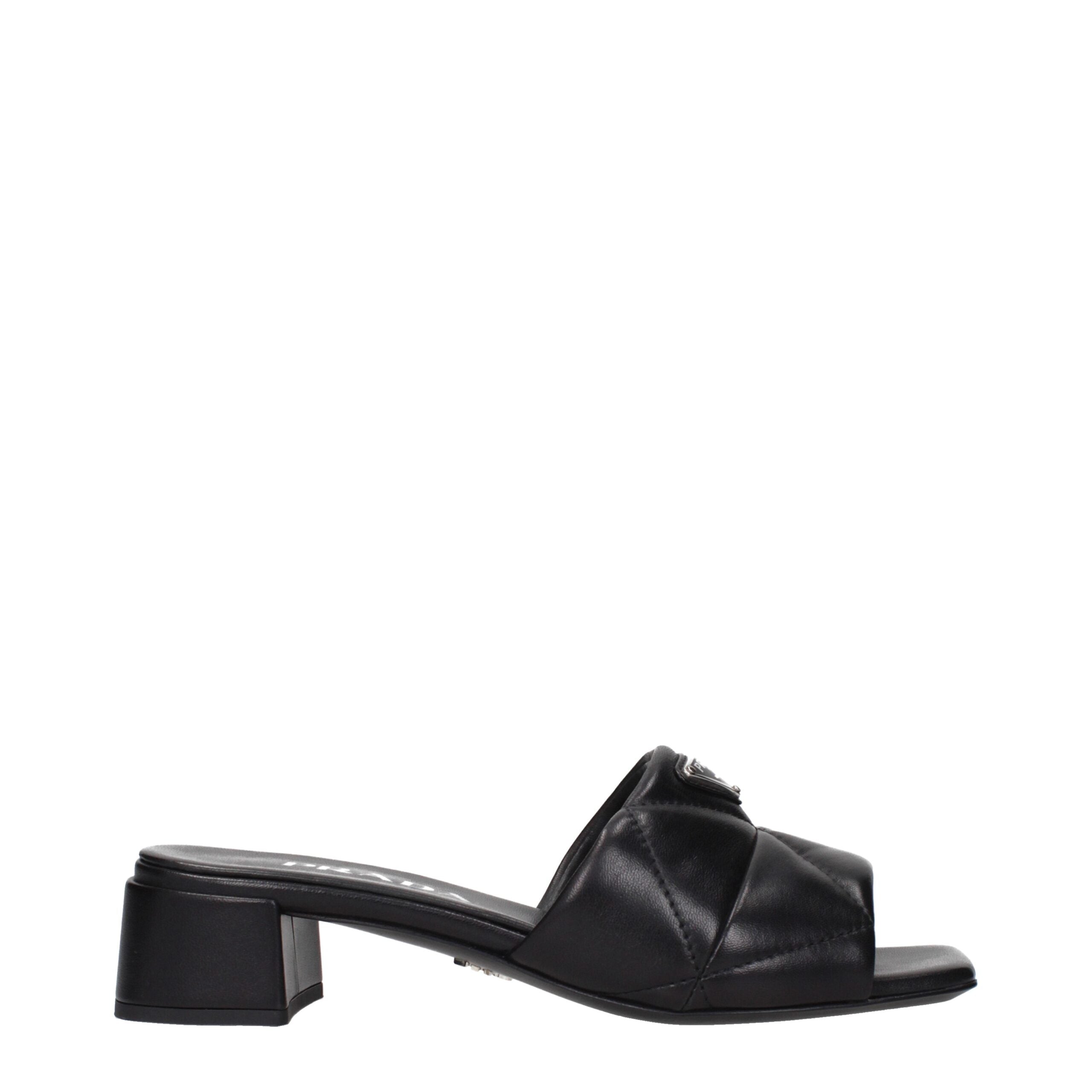 Black Leather Flat Sandals