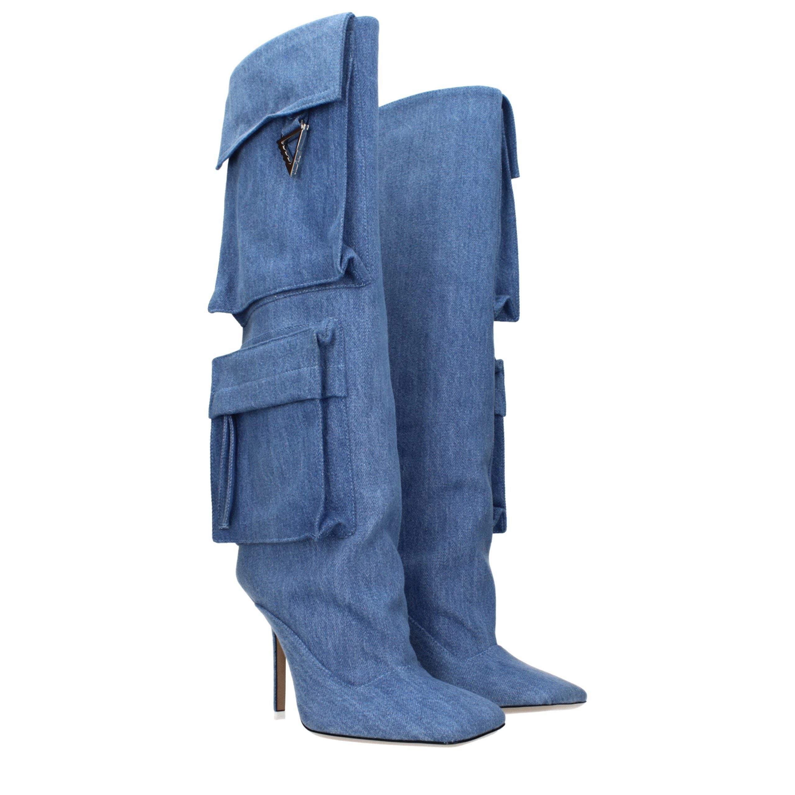 Light Blue Fabric Boots