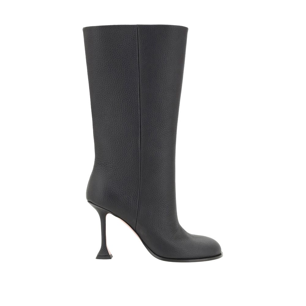 Black Calfskin High Heel Boots