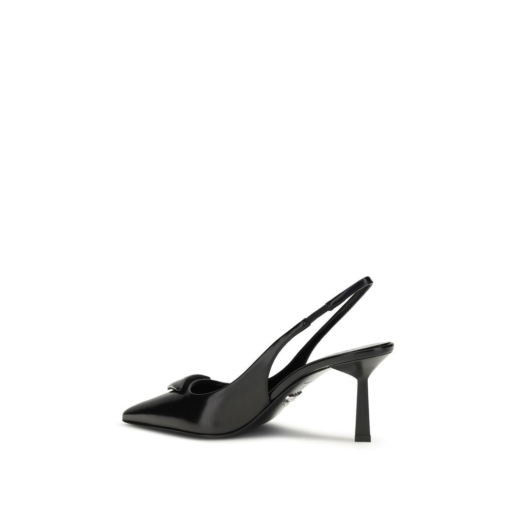 Black Leather High Heel Pumps